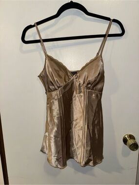 Vintage Y2K Satin Gold Babydoll Camisole - Self Esteem - Size Small